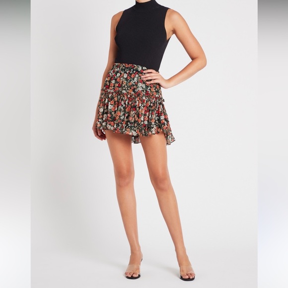 Misa Los Angeles Marion skirt in safari floral size small ruffle tiered - Picture 1 of 5